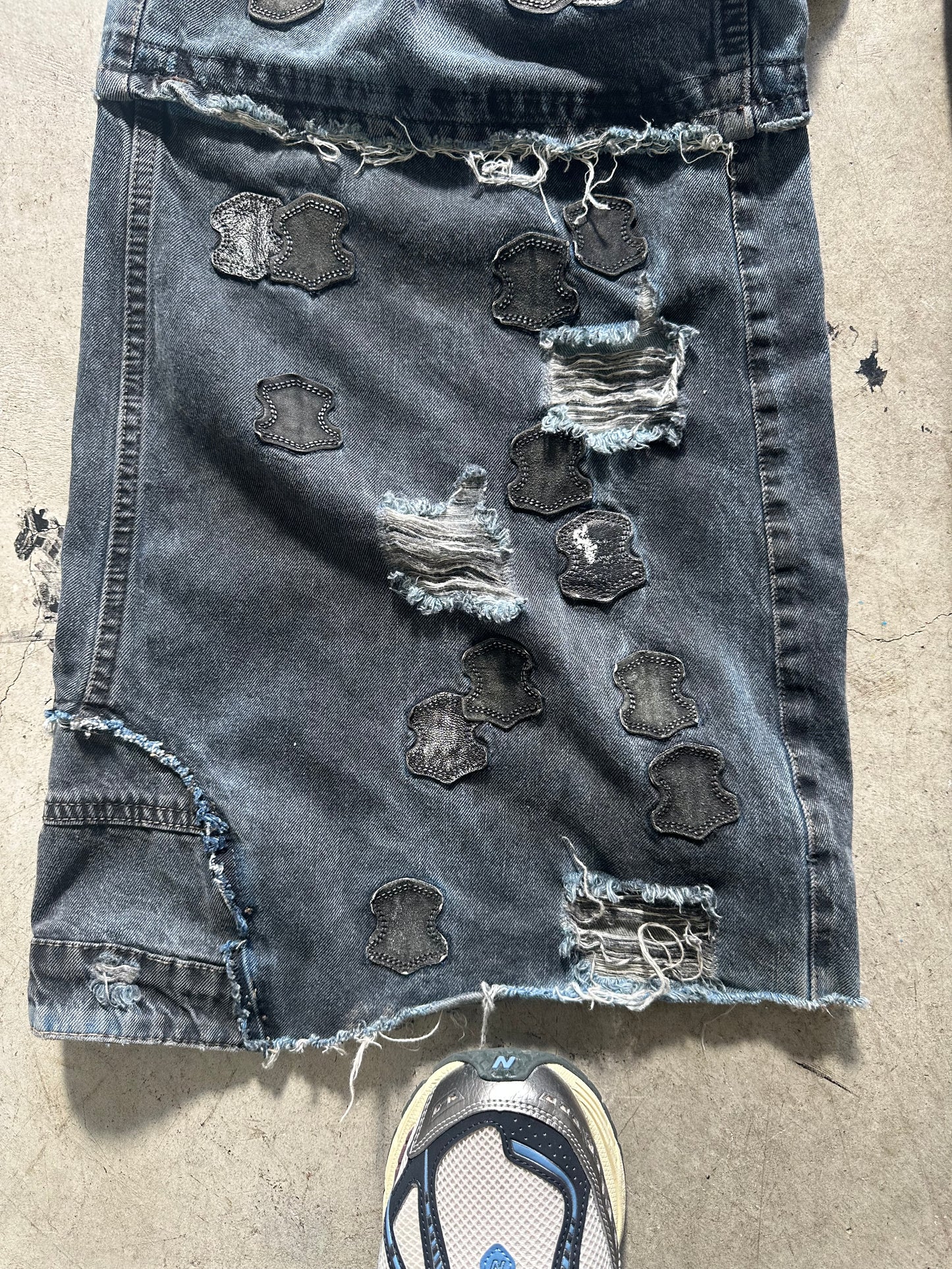Grieves Baggy Leather patchwork Carpenter Jeans