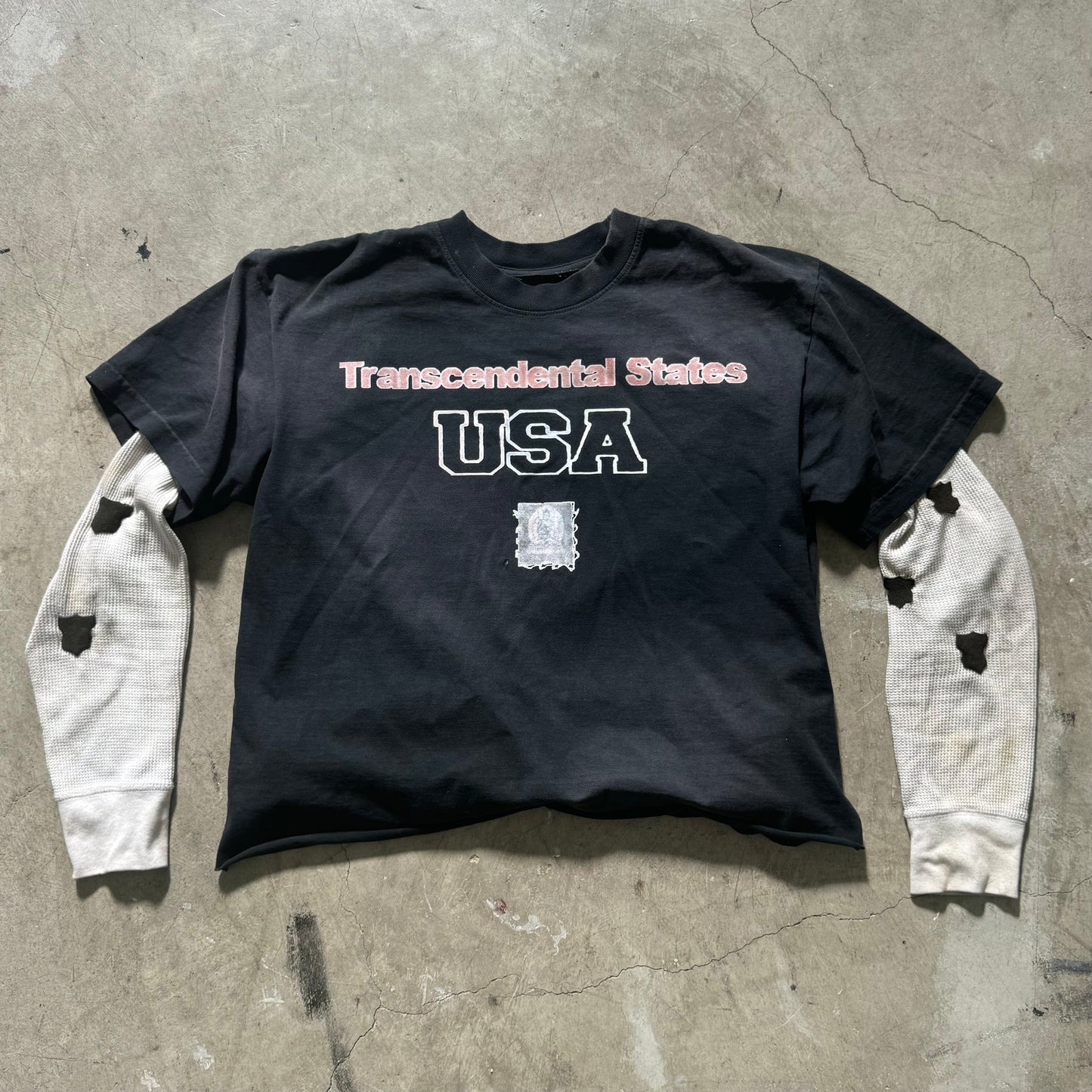 Grieves leather patchwork long sleeve