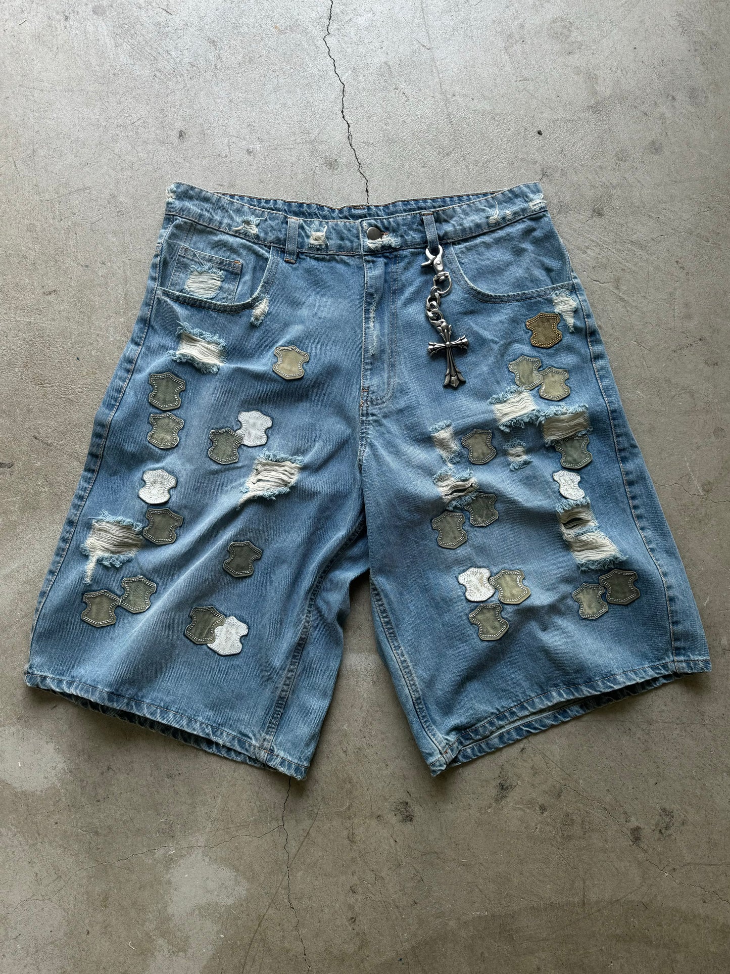 Grieves Baggy Leather Patchwork Jorts
