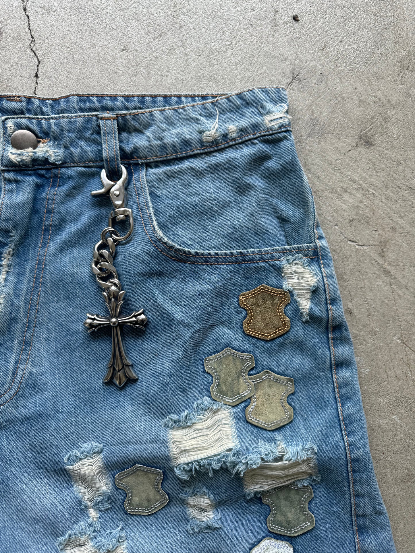 Grieves Baggy Leather Patchwork Jorts