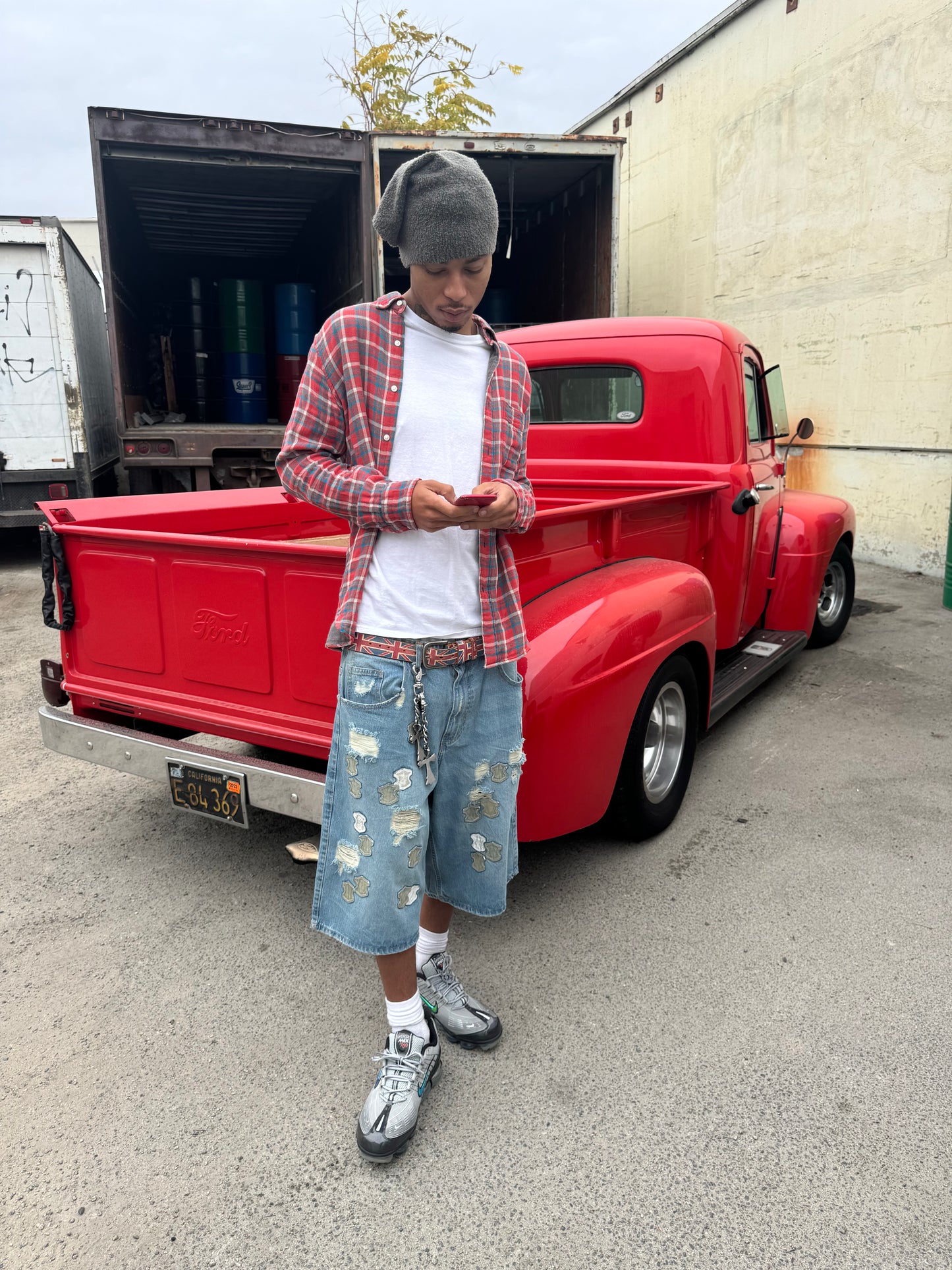 Grieves Baggy Leather Patchwork Jorts